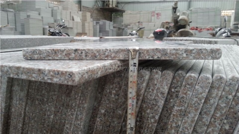 China Pink Granite Steps, G617 Granite Deck Stairs, Well Pink Granite Stair Treads & Thresholds, Polished/Flamed Pearl Pink Granite Steps & Risers, Xiamen Winggreen Maunfacturer