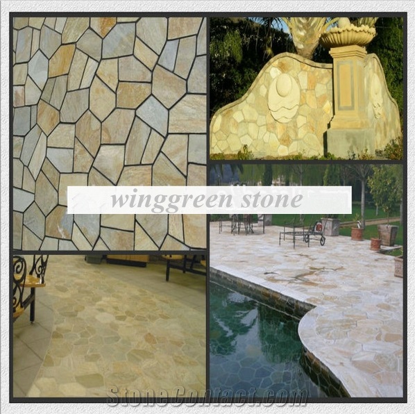 Competitive Price High Quality Rusty Slate Irregular Shape Flagstone Pavers/Random Flagstone/Meshed Paver Stone for Floor & Wall Cladding Pavers