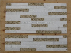 Hot Sale Cheap Price White Quartize + Tiger Skin Yellow Stone/Stacked Stones/Veneer Stones Panel for Exterior Decoration and Wall Cladding, Winggreen Stone