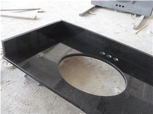 Imported Black Galaxy Granite Bath Top, Black Star Granite Bathroom Countertops, Polished Black Galaxy Granite Custom Vanity Tops, Xiamen Winggreen Manufacturer