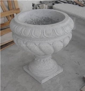 Landscaping Planters, China Grey Granite Flower Vases, G603 Granite Hand Carved Flower Pots, Sesame White Granite Planter Pots, Padang Light Granite Outdoor Planters, Xiamen Winggreen Manufacturer