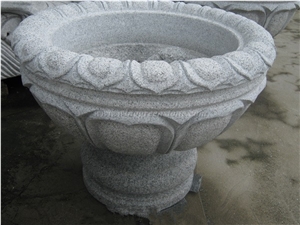 Landscaping Planters, China Grey Granite Flower Vases, G603 Granite Hand Carved Flower Pots, Sesame White Granite Planter Pots, Padang Light Granite Outdoor Planters, Xiamen Winggreen Manufacturer