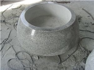 Landscaping Planters, China Grey Granite Flower Vases, G603 Granite Hand Carved Flower Pots, Sesame White Granite Planter Pots, Padang Light Granite Outdoor Planters, Xiamen Winggreen Manufacturer