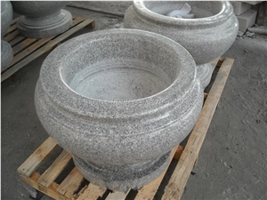 Landscaping Planters, China Grey Granite Flower Vases, G603 Granite Hand Carved Flower Pots, Sesame White Granite Planter Pots, Padang Light Granite Outdoor Planters, Xiamen Winggreen Manufacturer