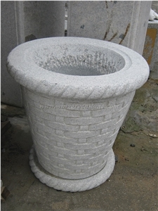 Landscaping Planters, China Grey Granite Flower Vases, G603 Granite Hand Carved Flower Pots, Sesame White Granite Planter Pots, Padang Light Granite Outdoor Planters, Xiamen Winggreen Manufacturer