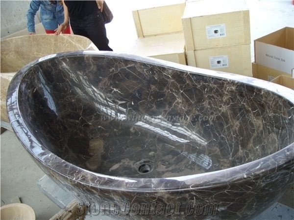 Marble Bathtubs, Emperador Light & Dark Marble Bath Tubs, Round Shape Bathtubs, Xiamen Winggreen Manufacturer