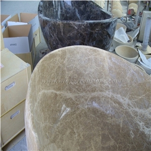 Marble Bathtubs, Emperador Light & Dark Marble Bath Tubs, Round Shape Bathtubs, Xiamen Winggreen Manufacturer
