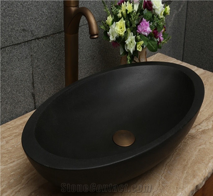 Own Factory, China Lava Stone Hand Wash Basins, Hainan Black Basalt Bathroom Sinks, Honed Hainan Black Basalt Round and Square Sinks, Xiamen Winggreen Manufacturer