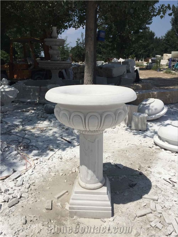 Own Factory, Hand Carved Flower Pots, Chinese White Marble Pots, Marble Exterior Pots, White Marble Planter Boxes, Xiamen Winggreen Manufacturer
