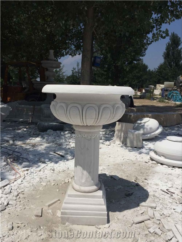 Own Factory, Hand Carved Flower Pots, Chinese White Marble Pots, Marble Exterior Pots, White Marble Planter Boxes, Xiamen Winggreen Manufacturer