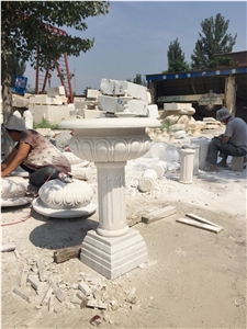 Own Factory, Hand Carved Flower Pots, Chinese White Marble Pots, Marble Exterior Pots, White Marble Planter Boxes, Xiamen Winggreen Manufacturer