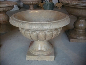 Xiamen Experienced Manufacturer, Marble Flower Pots, Hand Carved Marble Flower Stands, White Marble Planter Pots, Beige Marble Outdoor Planters, Xiamen Winggreen Manufacturer