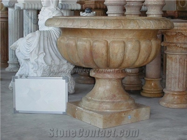 Xiamen Experienced Manufacturer, Marble Flower Pots, Hand Carved Marble Flower Stands, White Marble Planter Pots, Beige Marble Outdoor Planters, Xiamen Winggreen Manufacturer