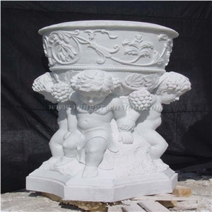 Xiamen Experienced Manufacturer, Marble Flower Pots, Hand Carved Marble Flower Stands, White Marble Planter Pots, Beige Marble Outdoor Planters, Xiamen Winggreen Manufacturer