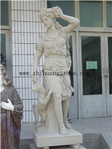 Beige Marble Human Religious Sculpture Statue
