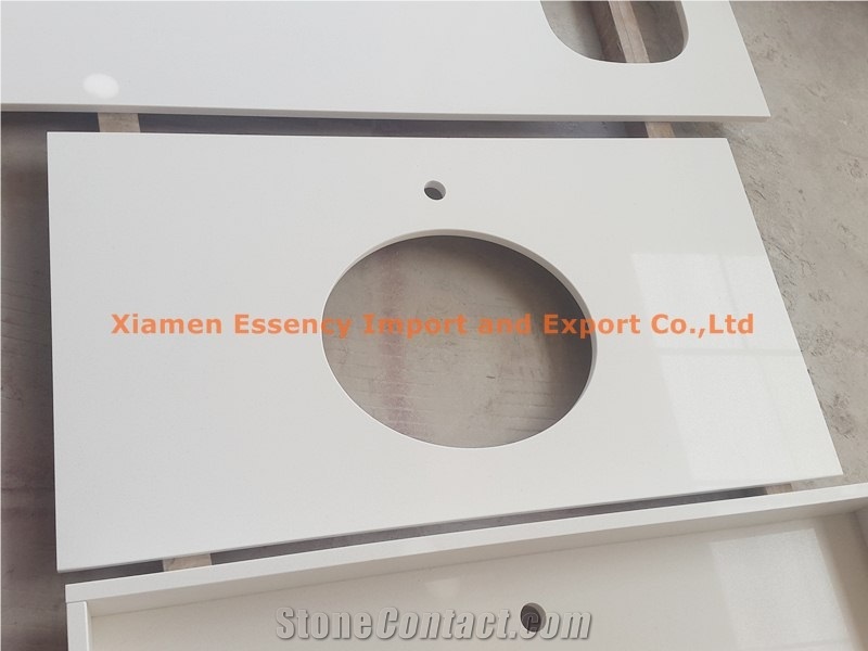Pure White Quartz Kitchen Countertop Engineered Stone Quartz Kitchen Countertop