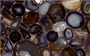 Natural Black Agate Semiprecious Stone Tiles & Slabs Natural Black Agate Semiprecious Stone Tiles & Slabs