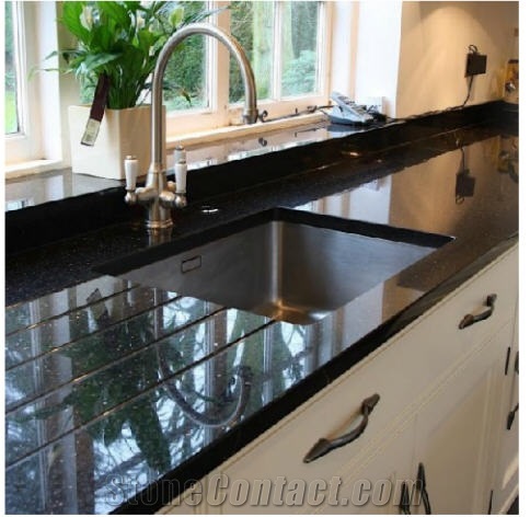 Star Galaxy Granite Kitchen Countertops, Black Granite Island Tops