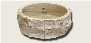 Natural Travertine Stone Basin Rockface U Shape Natural Travertine Stone Basin Rockface U Shape