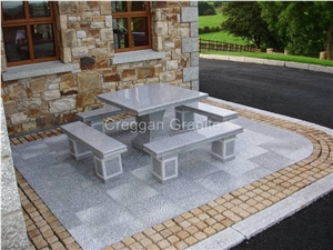 Silver Grey Granite Table and Benches