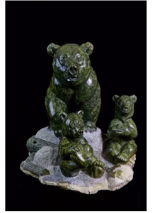 Green Brucite Carved Art Work