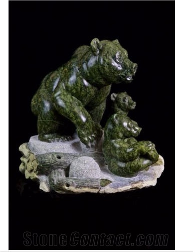 Green Brucite Carved Art Work