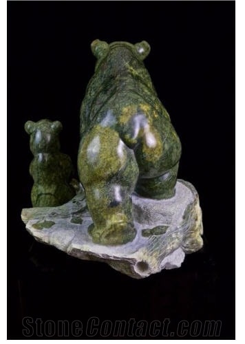 Green Brucite Carved Art Work