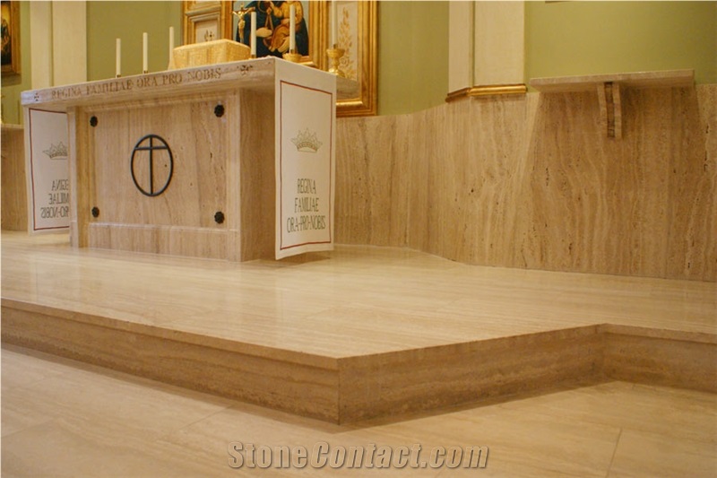 Classic Travertine and Carrara White Marble Chappel Design