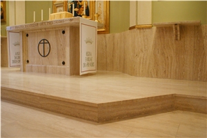 Classic Travertine and Carrara White Marble Chappel Design