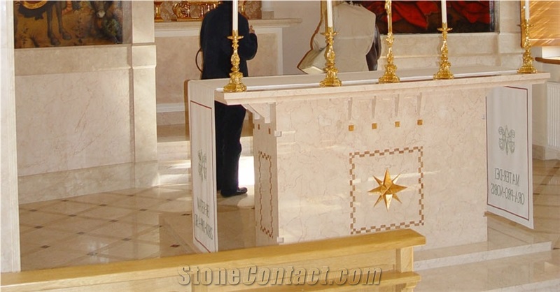 Classic Travertine and Carrara White Marble Chappel Design