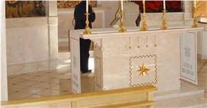 Classic Travertine and Carrara White Marble Chappel Design