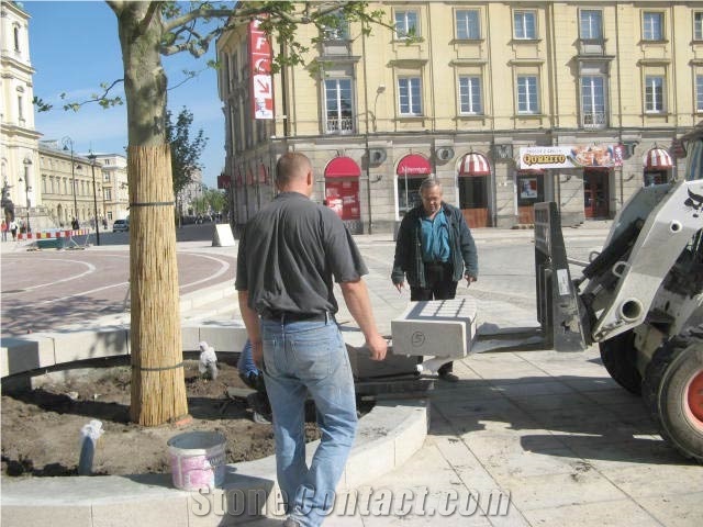 Grey Granite Pavement, Kerbs Installation