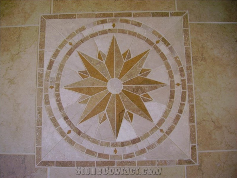 Beige Travertine Floor Medallions, Waterjet Medallions, Mosaic Medallions