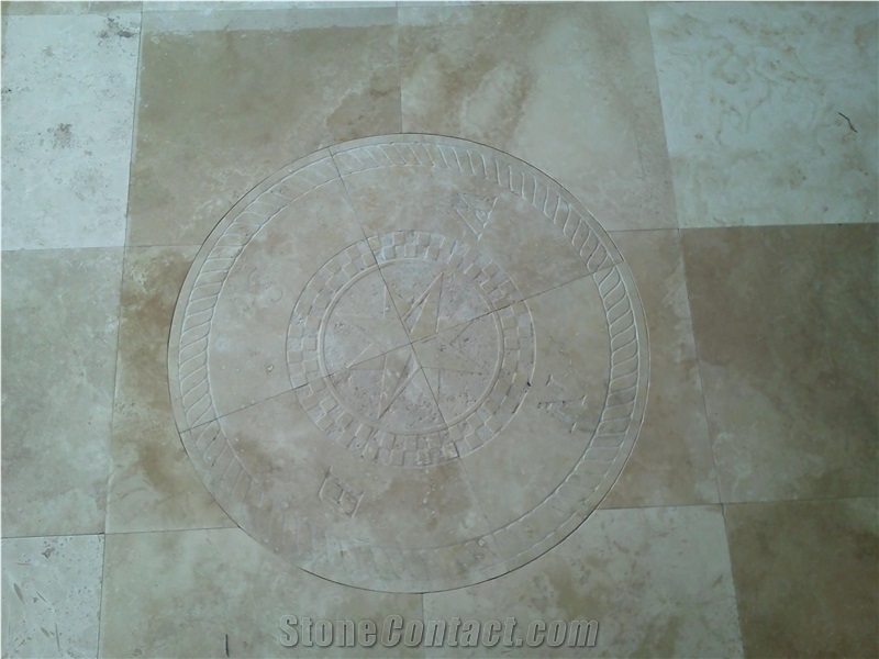 Beige Travertine Floor Medallions, Waterjet Medallions, Mosaic Medallions