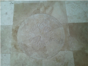 Beige Travertine Floor Medallions, Waterjet Medallions, Mosaic Medallions