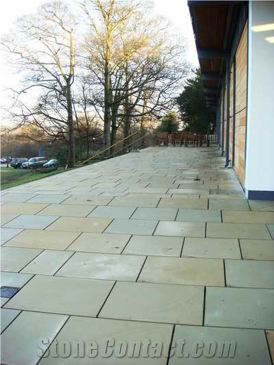 Beige Yorkshire Coarse Gritstone Paving Stone, Pavers, Patio Pavers