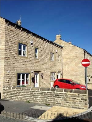 Pitch Faced Walling Stone, Beige Yorkshire Stone Walling Stone, Building Stone