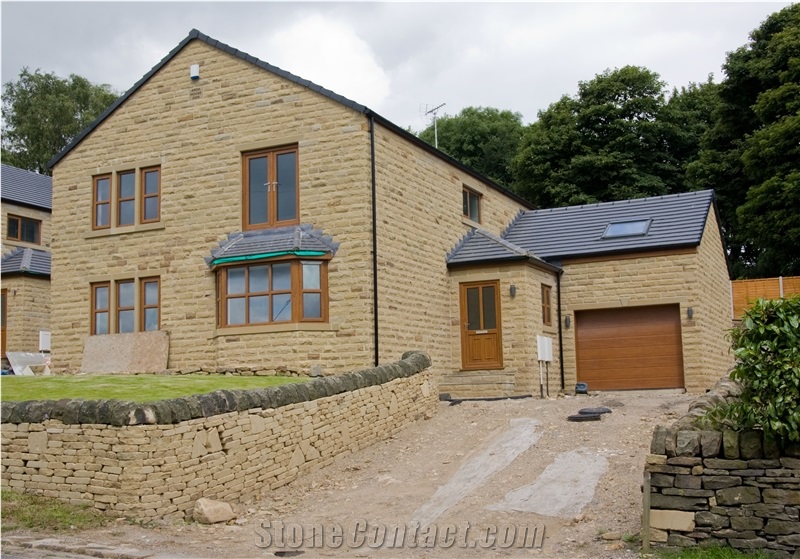 Pitch Faced Walling Stone, Beige Yorkshire Stone Walling Stone, Building Stone