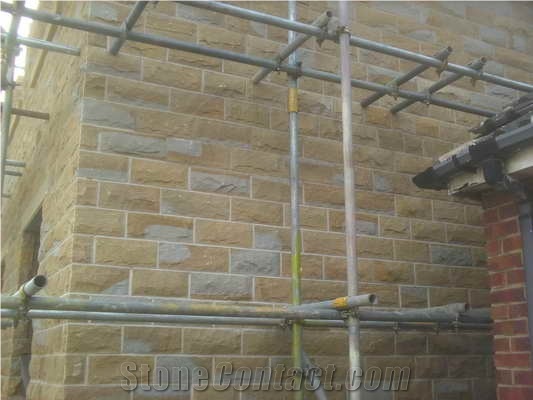 Pitch Faced Walling Stone, Beige Yorkshire Stone Walling Stone, Building Stone