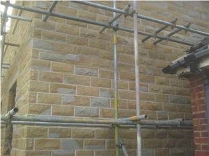 Pitch Faced Walling Stone, Beige Yorkshire Stone Walling Stone, Building Stone