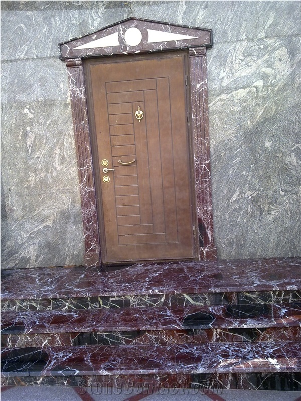 Rosso Levanto Marble Door Frame Suuround, Deck Steps