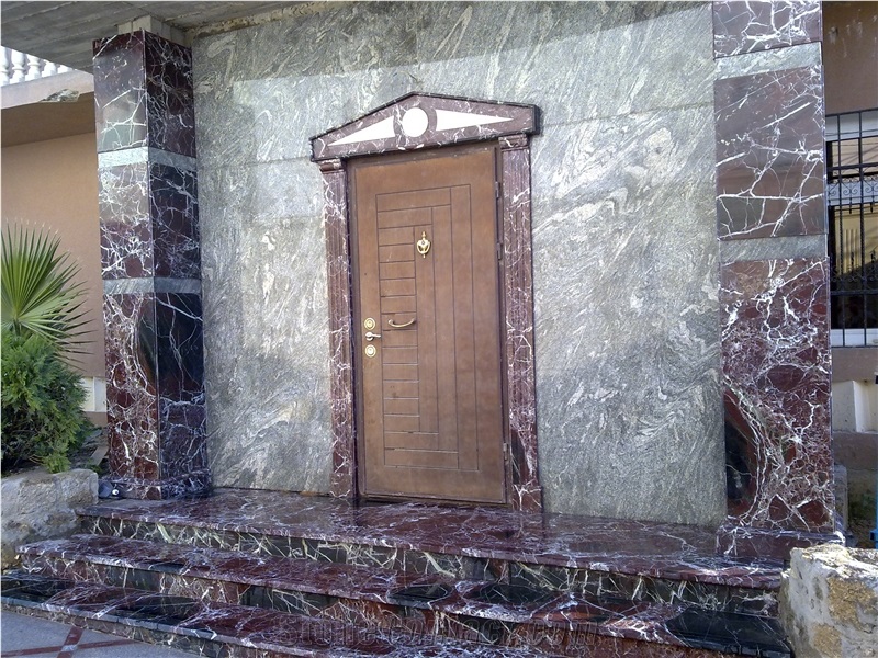 Rosso Levanto Marble Door Frame Suuround, Deck Steps