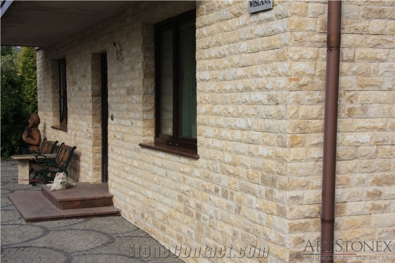 Beige Dalmatia Limestone Facade