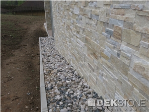 Golden Quarzite Wall Cladding Panels, Beige Quartzite Wall Decor, Stone Veneer