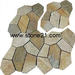 Low Price Slate Flagstone Yellow Rust Slate Irregular Flagstone