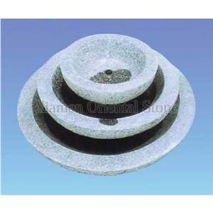China G614 Granite Garden Water Features, Exterior Landscaping Stone Fountains, Outdoor Sculptured Fountain, Polished Round Bowl Fountains with Stone Base