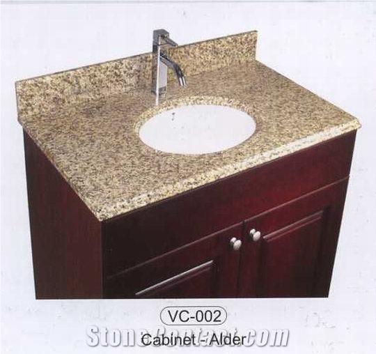 China Yellow Golden Granite Engineered Bathroom Vanity Tops with Wood Cabinet,Stone Custom Countertops, Polished Surface Bath Tops with Sink Basin