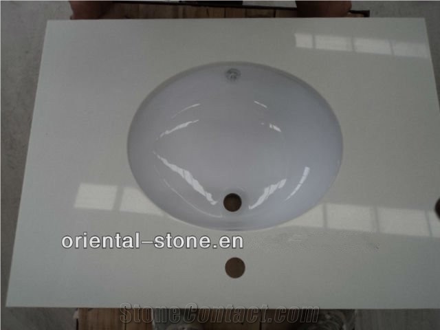 Crystal White Marble Bathroom Vanity Tops, Stone Bathroom Custom Countertops with Sinks & Basins, Kitchen Vanity Top, Bath Tops