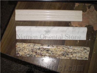 Natural Tiger Skin Yellow Granite Moulding Border Decorations, Stone Bullnose Ogee Moldings, Interior Stone Building Decoration Lines Skirtings