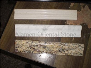 Natural Tiger Skin Yellow Granite Moulding Border Decorations, Stone Bullnose Ogee Moldings, Interior Stone Building Decoration Lines Skirtings
